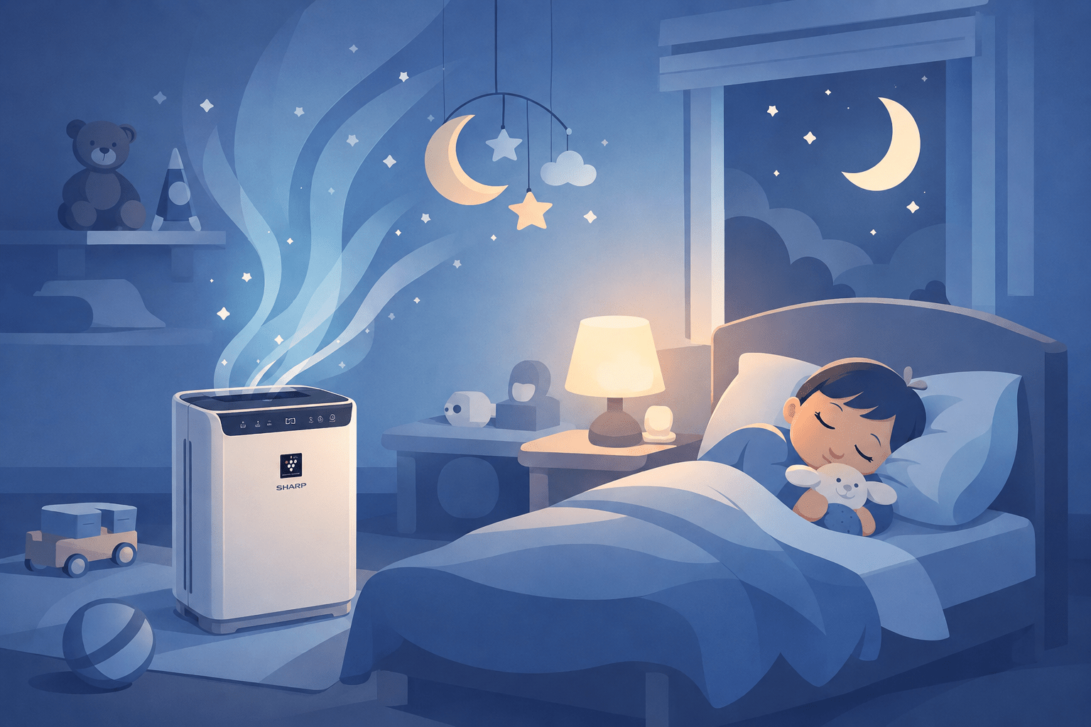 מטהר אוויר לחדר ילדים לשינה שקטה ונעימה - Sharp Air Purifier