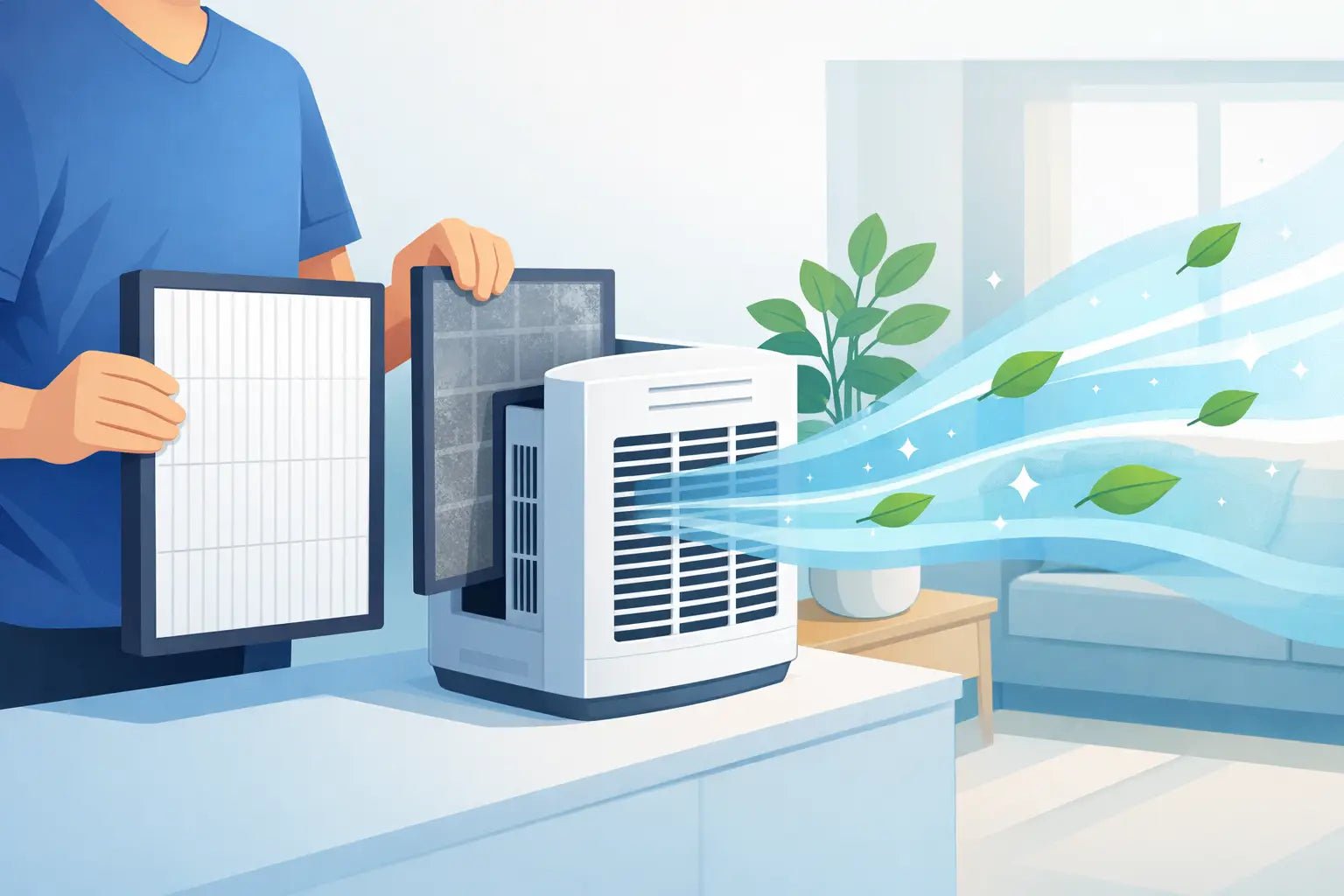 החלפת מסנן מטהר לשמירה על אוויר נקי בבית - Sharp Air Purifier